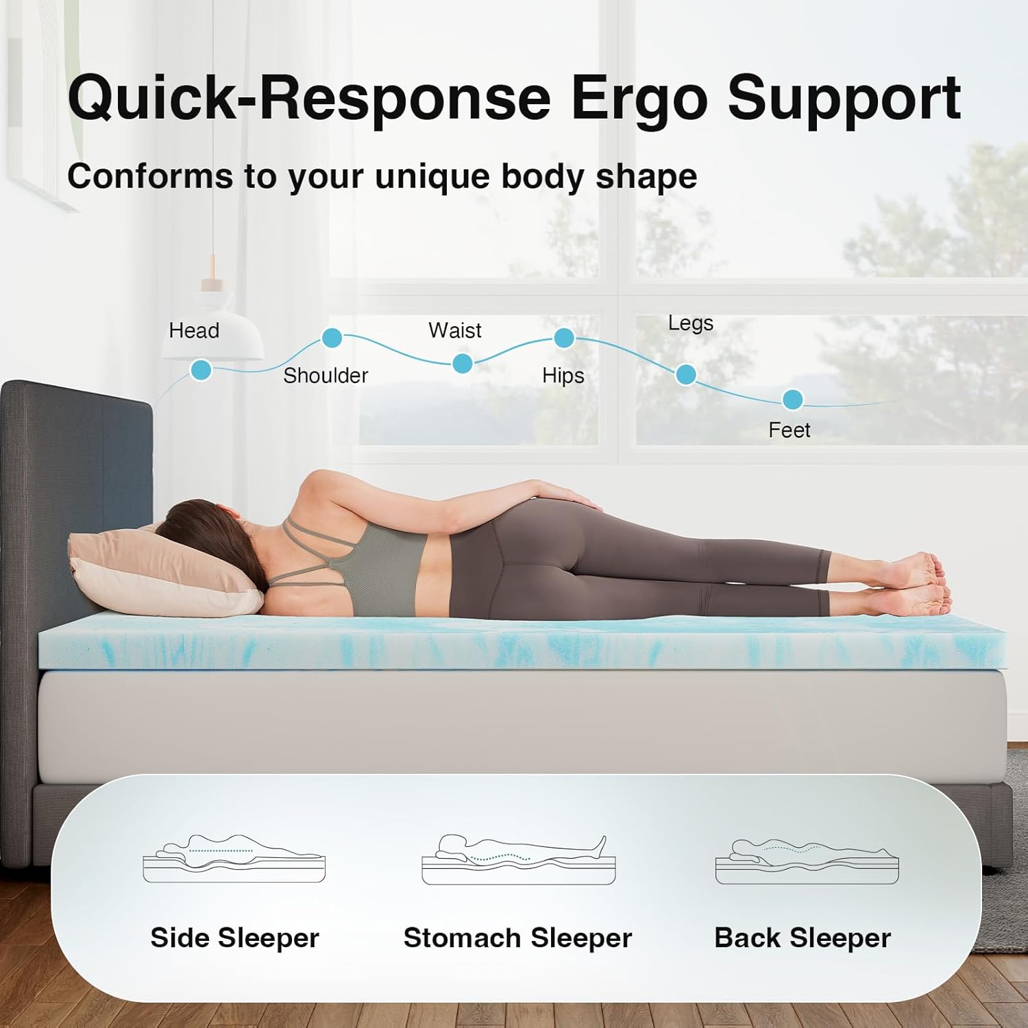 Novilla Memory Foam Mattress Topper Twin - 2 Inch Cooling Gel Infused | CertiPUR Certified Comfort for RV, Dorm Room