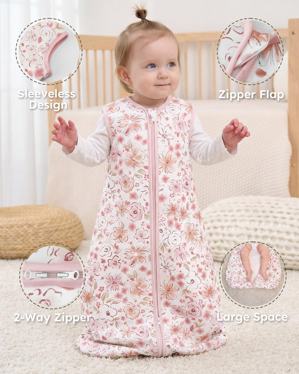 Yoofoss Baby Sleep Sack | 1.5 Tog Wearable Blanket for 0-6 Months | 100% Organic Cotton, Warm & Comfy