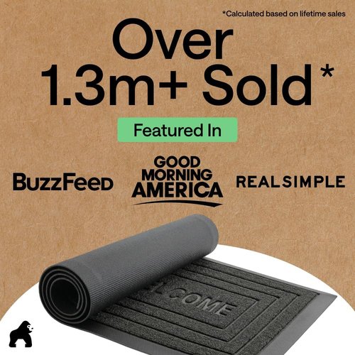 GORILLA GRIP Waterproof All-Season WeatherMAX Doormat - Stain & Fade Resistant, 29x17 Black