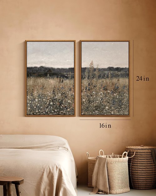 InSimSea Vintage Landscape Wall Art - Framed Canvas Prints for Living Room & Bedroom | 16"x24" Set of 2