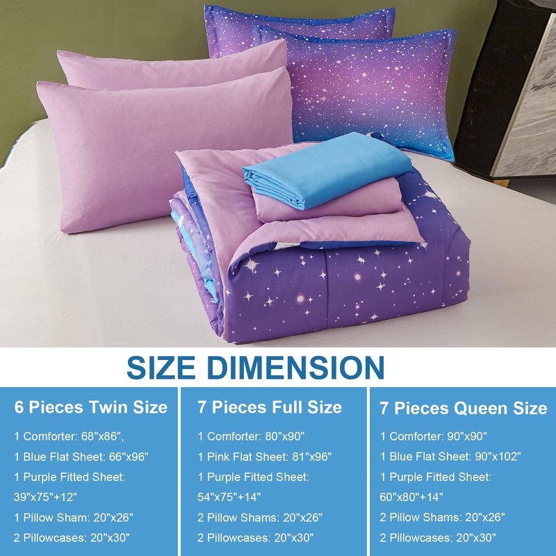 Drucon Mushroom Comforter Set Queen Size 7 Pieces Bed in Bag Botanical Bedding Set with Plants, Reversible Cute Mushroom Comforter for Kids Adults Boys Girls