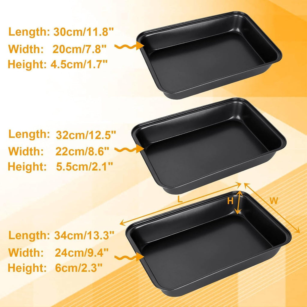 Skiennix Non-Stick Baking Sheets Set of 4 - Durable Carbon Steel Cookie Trays | Dishwasher Safe, Black