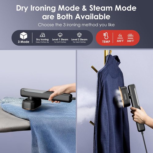 FEPPO Travel Steamer - 2-in-1 Portable Clothes Iron & Steamer | Fast Heat Up, 1100W Power, Dual Voltage