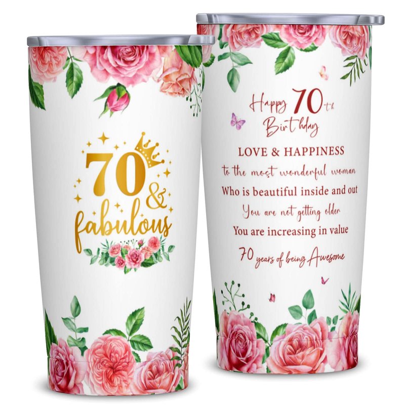 Cwutoba 70th Birthday Gifts for Women, Gifts for 70 Year Old Woman, 70th Birthday 20oz Tumbler, 1956 Bday Gift for Women, 70th Bday Gift Ideas
