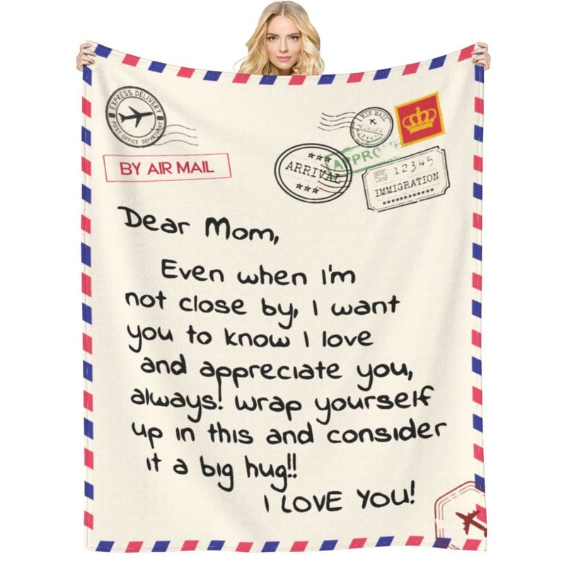 Throw Blankets Anniversary Birthday Gift for Mom from Daughter Son, Dear Mom Blanket for Mother's Day, Super Soft Flannel Throw Blankets for Christmas Valentines Day for Bed Couch(60x80)