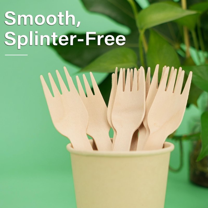 LotFancy Disposable Forks, 250 Pcs Wooden Forks, 6.2inch Compostable Biodegradable Eco-friendly Forks, Great for Dinner Camping Picnics, Party Supplies