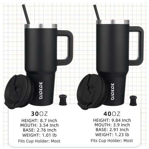 BJPKPK 30oz Stainless Steel Insulated Tumbler With Handle And Lid Straw Travel Coffee Mug Thermal Cup,Black