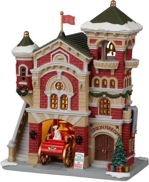 Lemax Union Fire Co. #25885 - Detailed Collectible Firehouse Decoration | Perfect for Holiday Displays