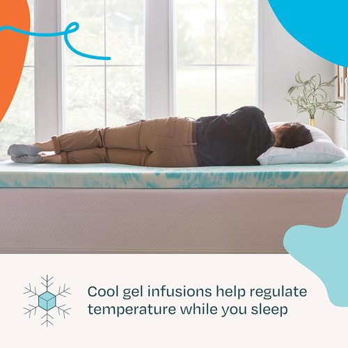 Linenspa 3 Inch Gel Memory Foam Mattress Topper - Queen Size | Cooling & Pressure Relieving, CertiPUR Certified
