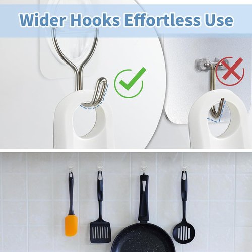 Adhesive Wall Hooks by [Brand Name] - No Damage, Heavy Duty 5KG, Waterproof, 10 Pack | Transparent Stainless Steel (3.5x5.3cm) for Kitchen, Bathroom, Office