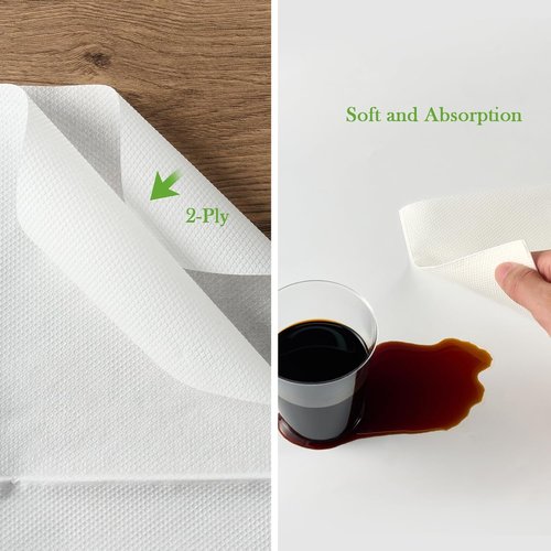 ECOLipak Paper Napkins - 250 Count Soft & Absorbent 2-Ply Dinner Napkins | 6.5x6.5 Inch Folded