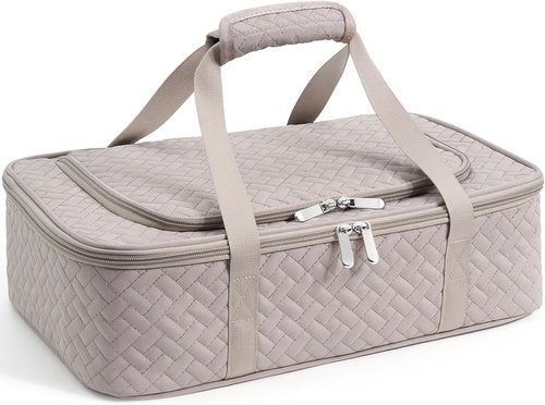 Insulated Casserole Carrier - Portable Hot/Cold Food Holder for Parties & Travel | Fits 9" x 13" Dish (Grey)