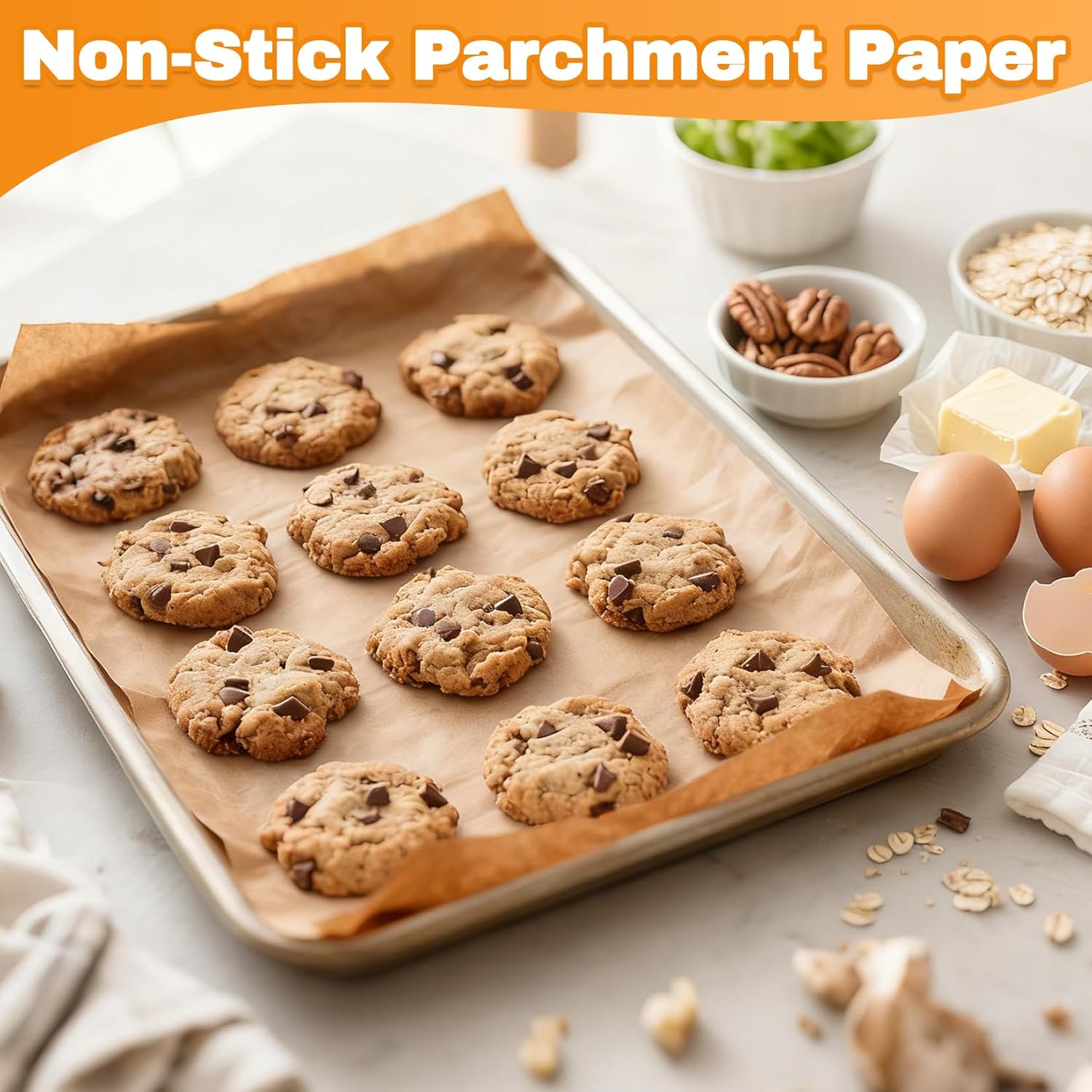 Unbleached Parchment Paper Sheets by 200 PCS - Non-Stick Baking Sheets | Precut 9x13 Inches Brown Paper