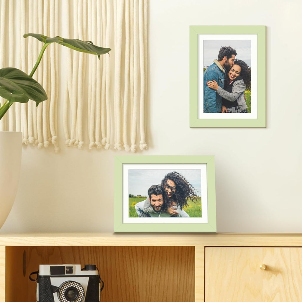 Upsimples 5x7 Picture Frame - Versatile Display for 4x6 Photos with Mat or 5x7 Without | Green, 1 Pack