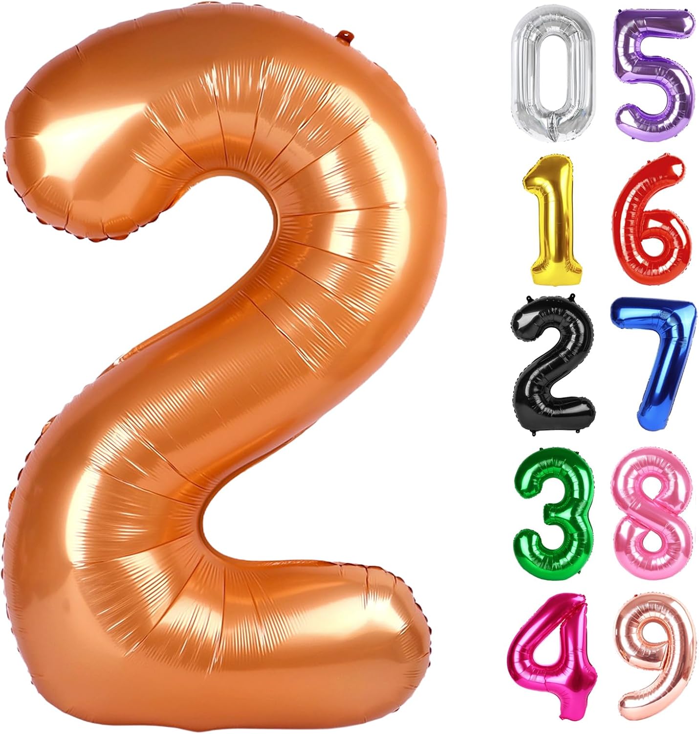 Orange Number 2 Balloon - 40 Inch 2nd Birthday Decoration for Kids | Sparkling Party Decor