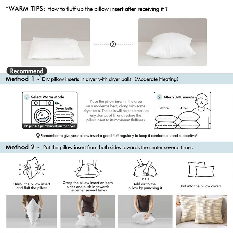 MIULEE 26x26 Euro Pillow Inserts, Fluffy Down Alternative Filling Pack of 2 Ultra Soft Throw Pillows for Bed Sofa Couch