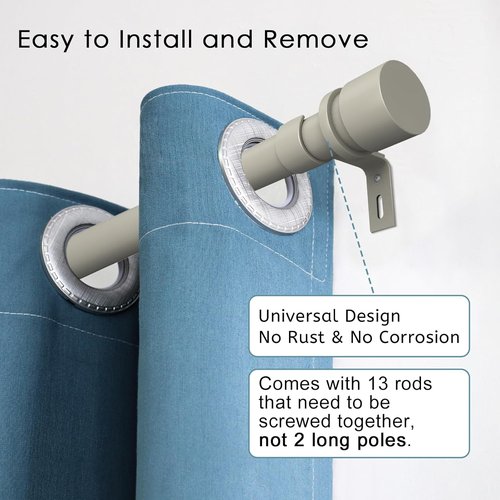 Byondeth Adjustable Curtain Rods for Windows - 16 to 200 Inches, 1 Inch Diameter, Brushed Nickel Finish