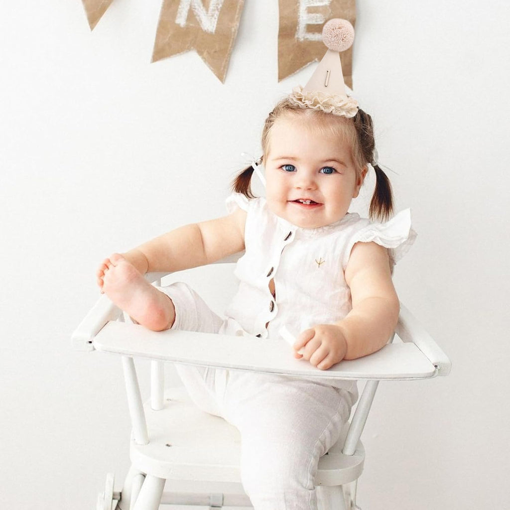 Skiennix Lace 1/2 Birthday Hat - Sweet Floral Princess Crown for Half Birthday Celebrations | 6 Months