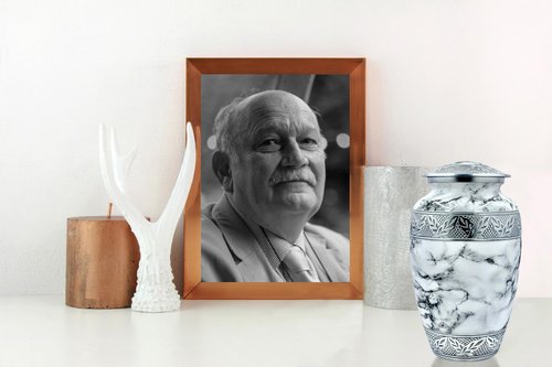 Handcrafted Urn for Ashes Adult Male and Female - Cremation Urns for Human Ashes Adult Man and Woman - Decorative Funeral Urns - Memorial Urn with White Marble Finish - Includes Velvet Bag - Large