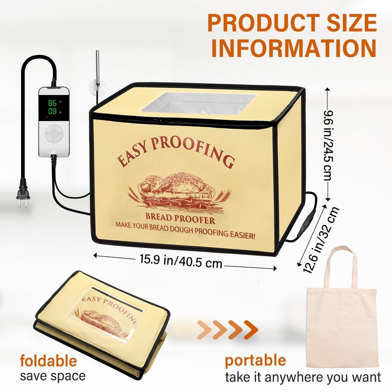New Upgraded Bread Proofing Box, Windspeed Dough Proofing Box Temperature Control and Timer Controller Dough Proofer with Heater for Bread, Pizza and Yoghurt Making