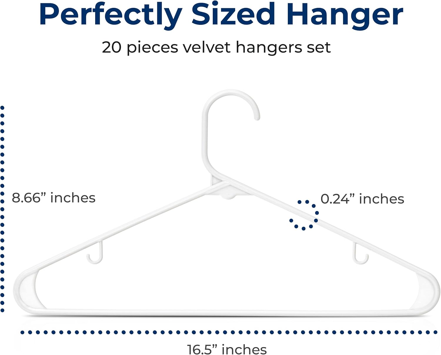 SereneLife Premium Plastic Hangers - Lightweight & Durable Space-Saving Clothes Organizers | 20 Pack (White)
