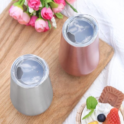 Sivaphe 2Pack Stemless Champagne Flutes Set with Lid Stainless Steel Insulated Vacuum Tumbler Cocktail Cups Reusable Wedding Toasting Method 6 Ounce Blue