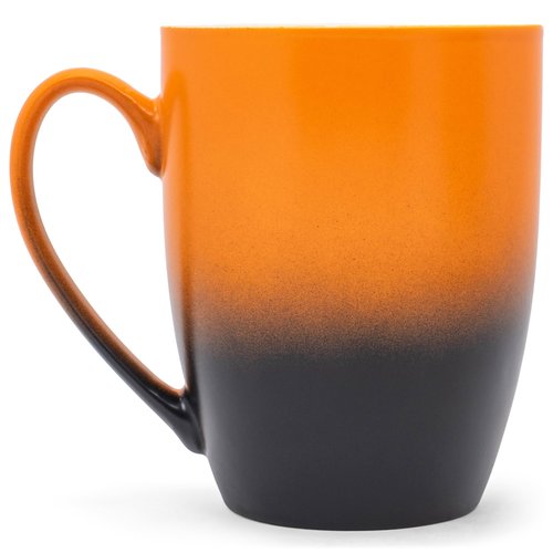 Elanze Designs Orange Black Two Toned Ombre Matte 12 ounce Ceramic Stoneware Coffee Cup Mugs Set of 4