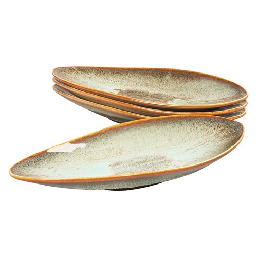 jinsongdafa Ceramic Dinner Plates Set of 4, for Bread, Pasta, Salad, sushi - Microwave, Oven and Dishwasher Safe, Scratch Resistant durable Brown Brown reactive glaze