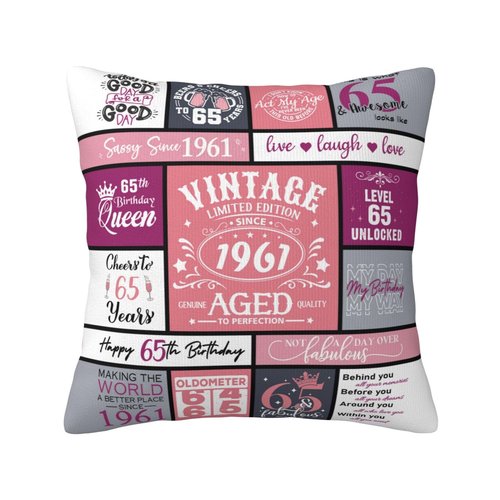IYUBOFU 65th Birthday Gifts for Women, Best Gifts for 65 Year Old Woman, Happy 65th Birthday Decorations for Women, 65 Year Old/1961 Birthday Gifts for Woman Throw Pillow Covers 18x18 Inches