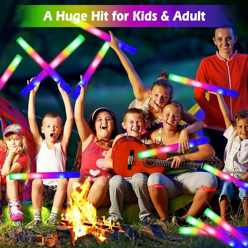 52 PCS Giant 18 Inch Foam Glow Sticks, Bulk Glow Sticks with 3 Modes Colorful Flashing, Led Foam Glow Sticks for Kids Birthday Wedding Dance Floor Props Halloween Christmas New Year Party Favors