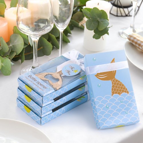 4 PCS Mermaid Bottle Openers - Wedding and Party Favors, Elegant Sea Themed Gifts for Guests, Perfect for Bridal & Baby Showers, Birthdays, Celebrations, with Gift Box