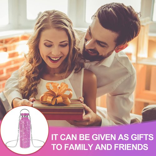 INSTOME Bling Water Bottle with Chain - 25 oz Sparkling Diamond Rhinestone Tumbler, Glittering Reusable Cup for Women Girl