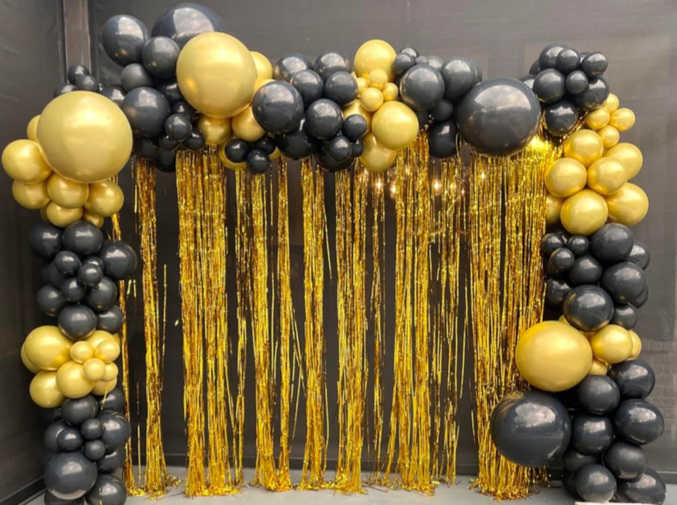 Skiennix Black and Gold Balloon Garland Arch Kit - Elegant Party Decorations for Graduation, Birthday, and New Year Celebrations
