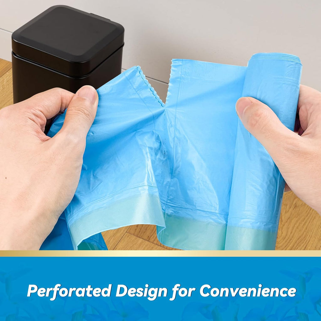 Skiennix 300 Count Extra Thick Drawstring Trash Bags - 15 Micron, Sturdy & Tear-Resistant for Home Use