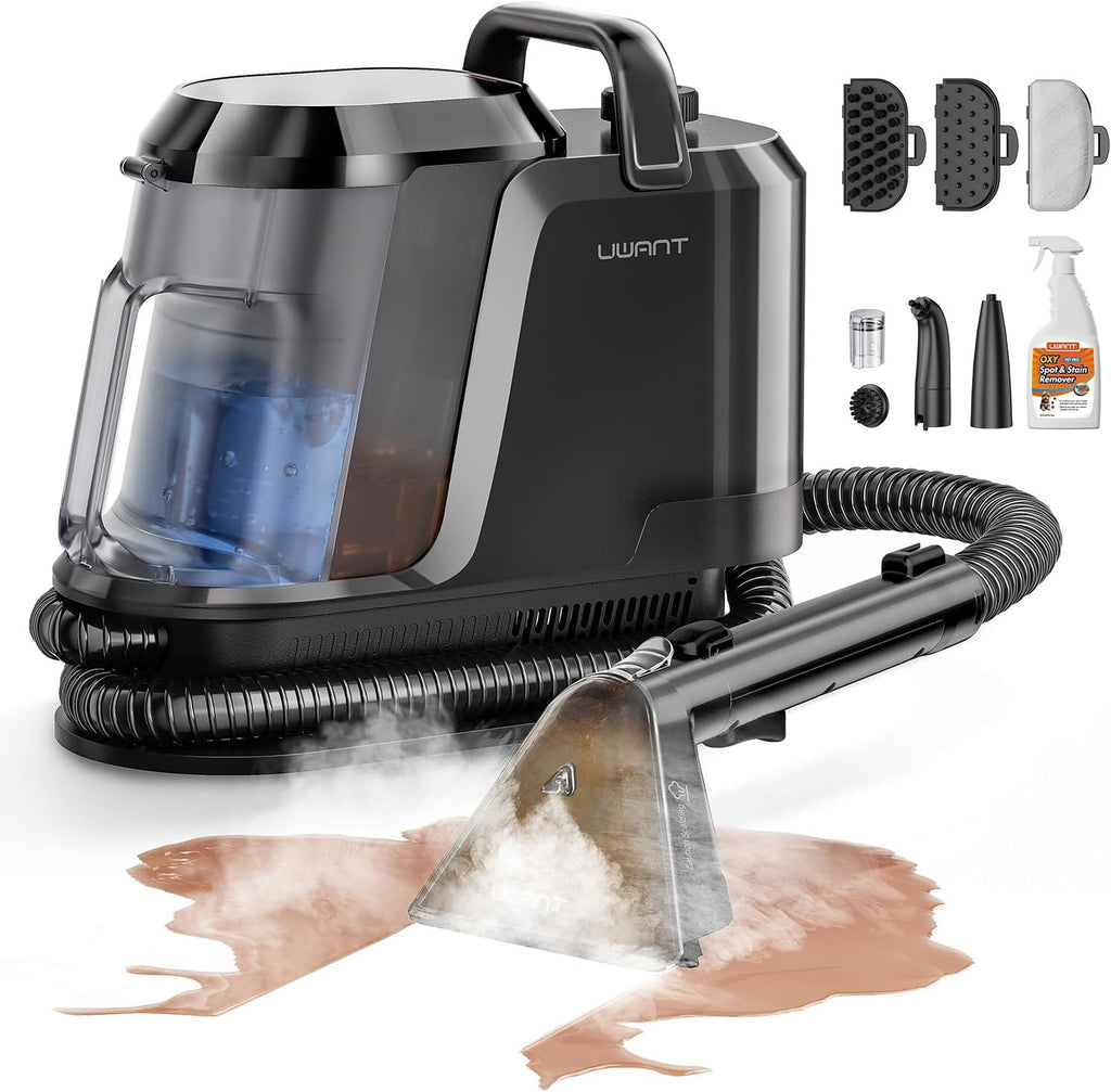 Uwant Carpet Cleaner Machine - Powerful 18Kpa Suction with Steam & Hot/Cold Water System | Pet Pro Upholstery Cleaner