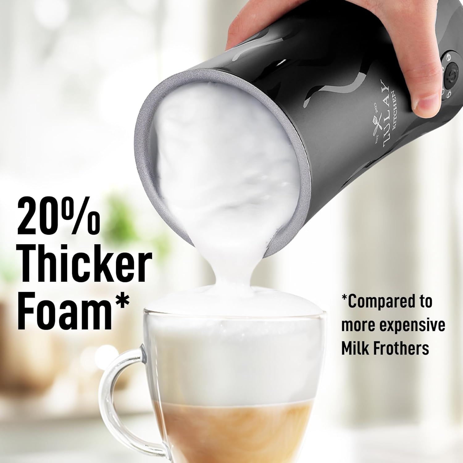 Zulay 4-in-1 Milk Frother & Steamer - Automatic Hot/Cold Foam Maker with Auto Shut Off - Black