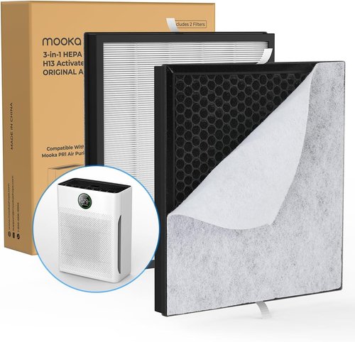 MOOKA PR1 Air Purifier Replacement Filter - H13 True HEPA for Large Rooms up to 2200 sq.ft | Washable Pre-Filter