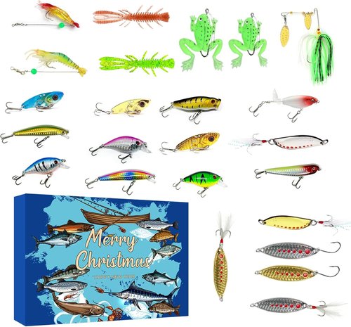 Fishing Advent Calendar 2025 - 24 Days of Premium Fishing Lures | Perfect Gift for Dads and Young Anglers