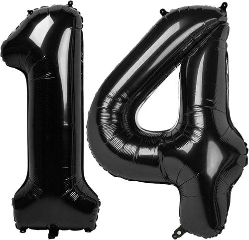 Black Number 14 Balloon - 40 Inch Birthday Decoration for 14th Birthday Parties | Perfect for Boys & Girls