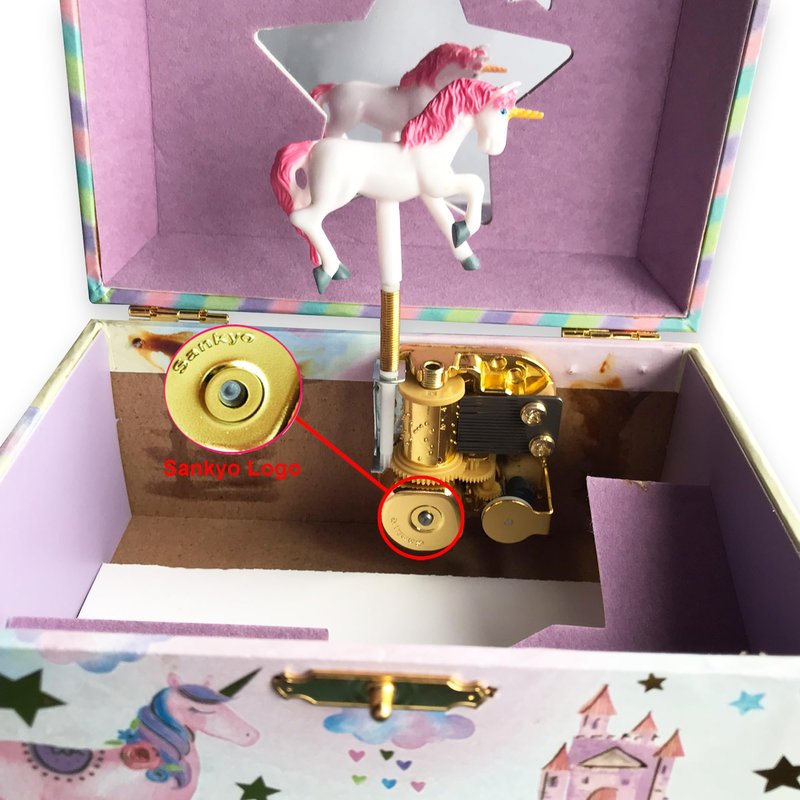 BinkeGG Play [ You Are My Sunshine ] (60 Tunes Option) Children Jewelry Box Unicorn Jewelry Music Box for Girls Jewelry Storage Box with Sankyo Musical Box Mechanism
