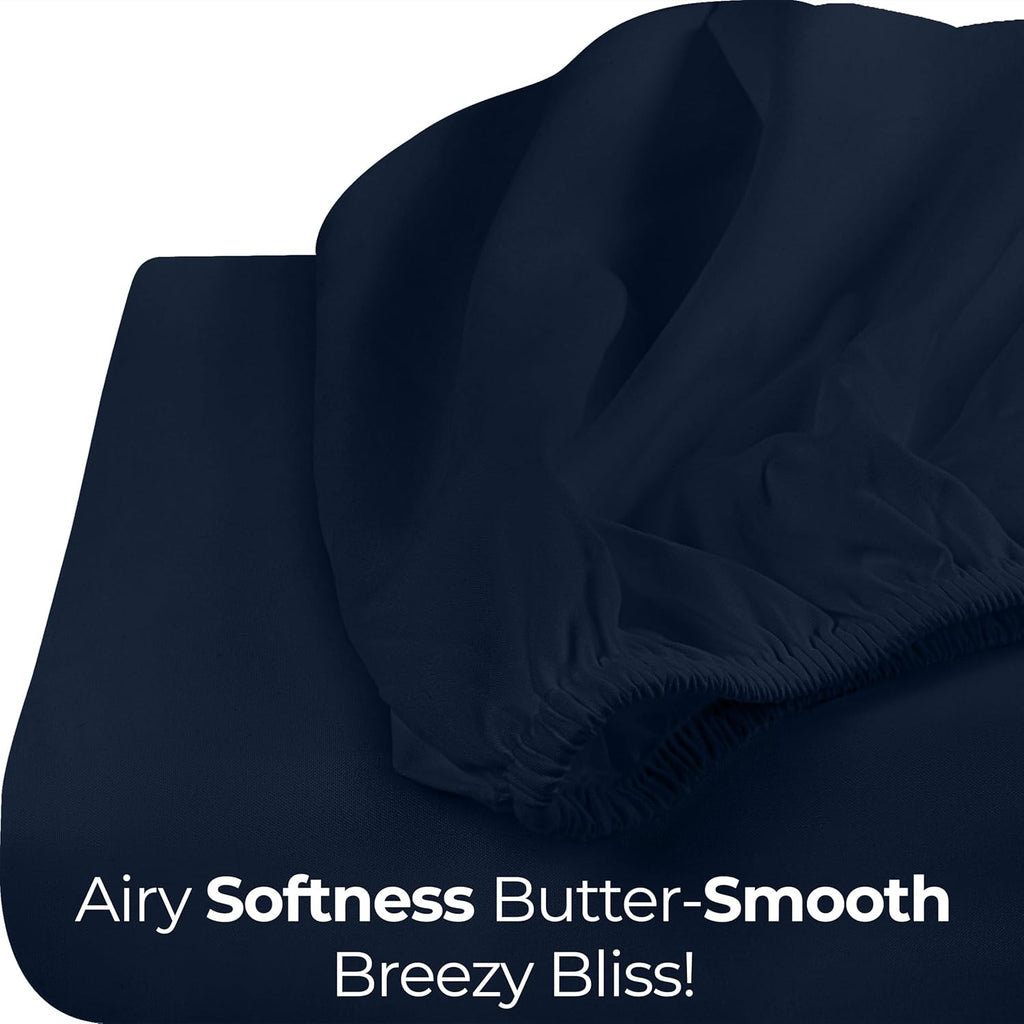 Utopia Bedding King Fitted Sheet - Soft Microfiber - Deep Pocket - Navy - Easy Care & Fade Resistant