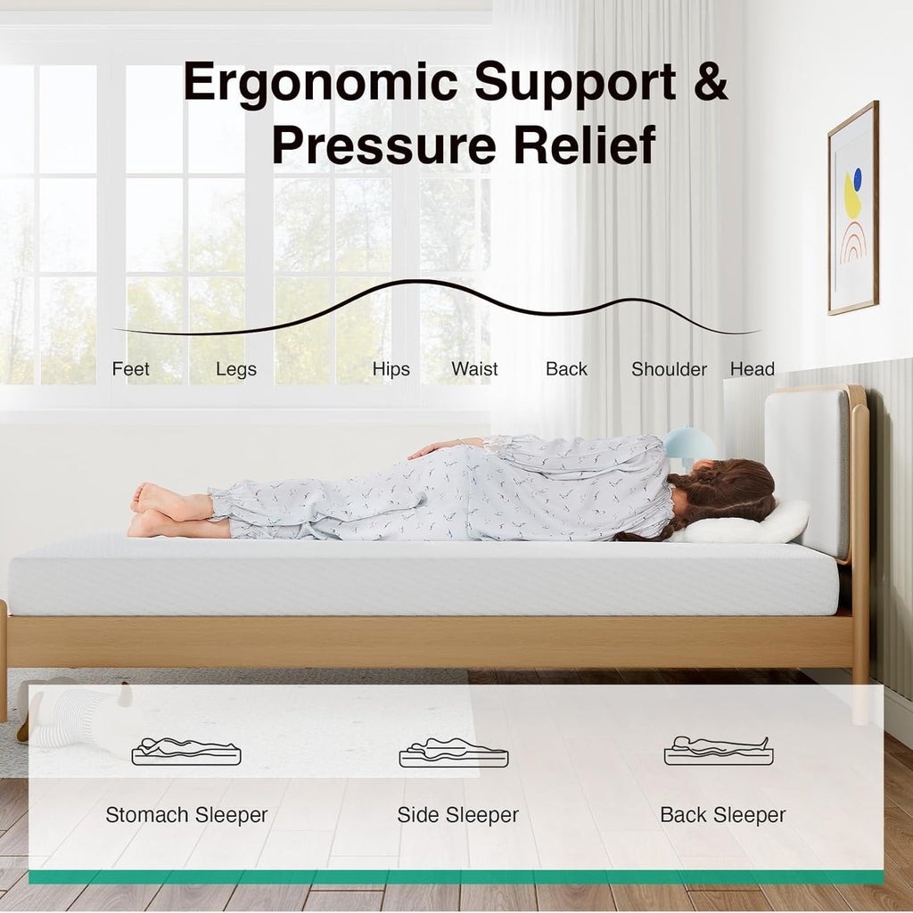 Novilla 8 Inch Queen Memory Foam Mattress - Breathable Comfort & High-Density Support for Pressure Relief