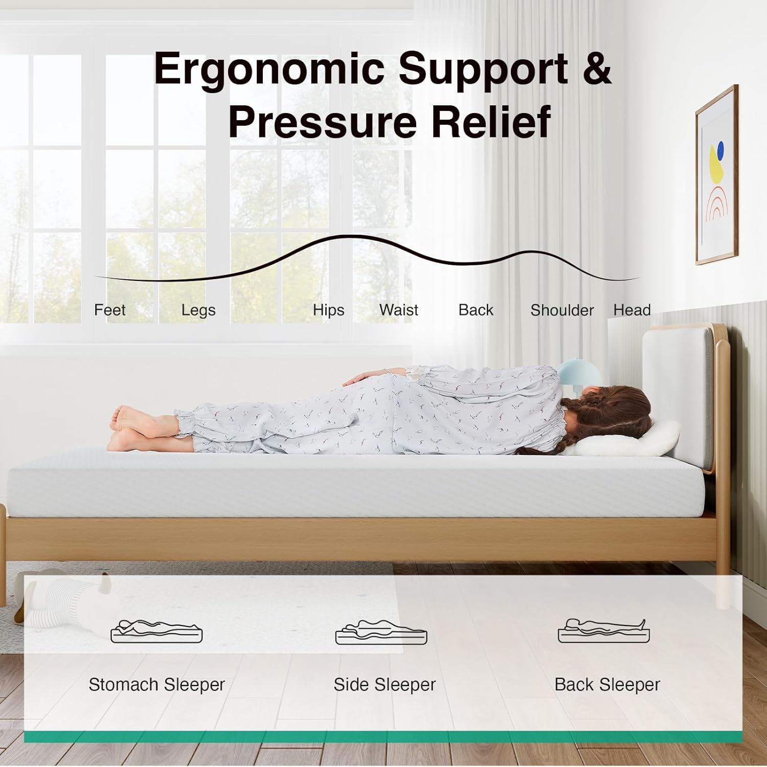 Novilla 8 Inch Queen Memory Foam Mattress - Breathable Comfort & High-Density Support for Pressure Relief
