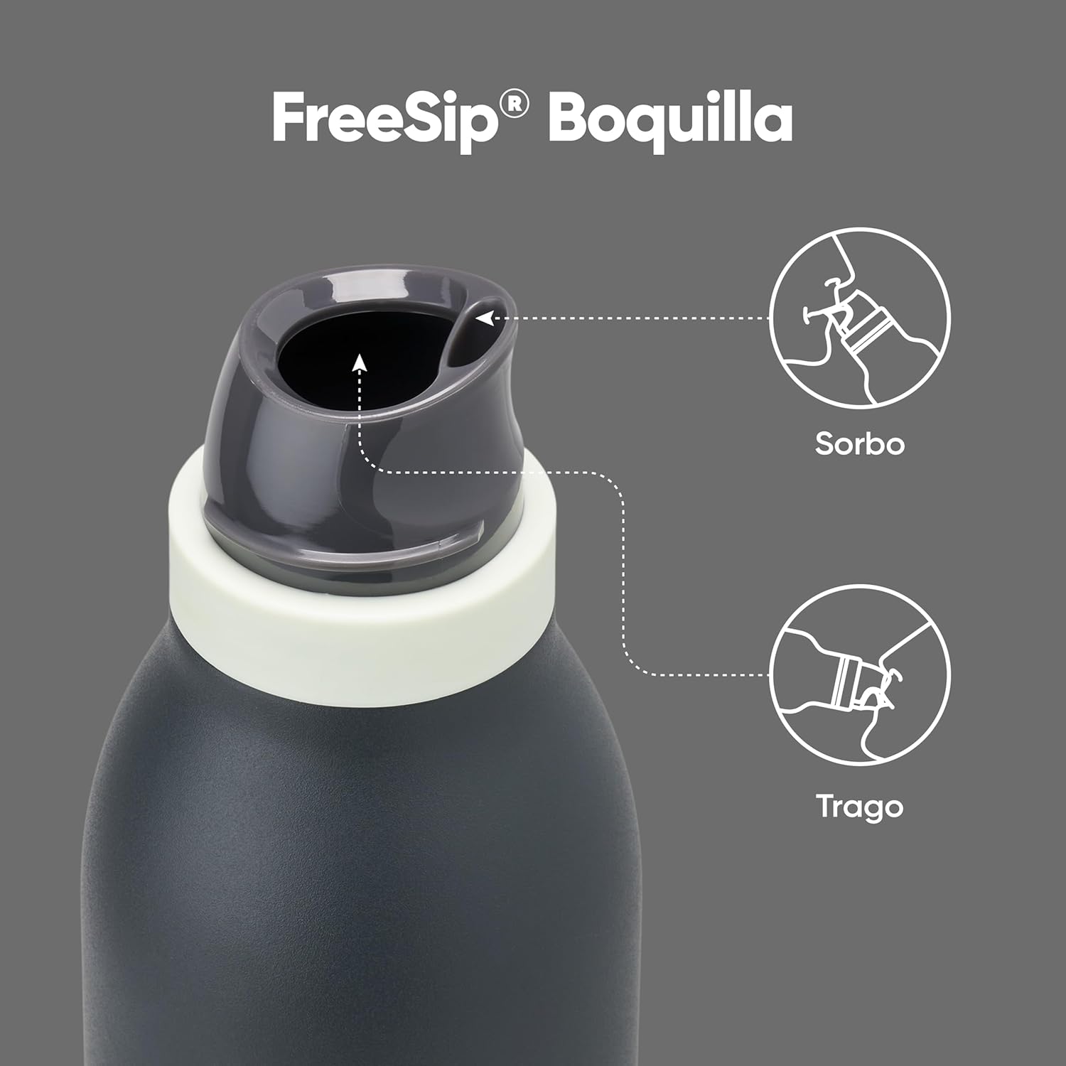 Owala FreeSip Twist Insulated Stainless Steel Water Bottle - BPA-Free, 24 oz, Blue/Grey (Foggy Tide) for Sports & Travel