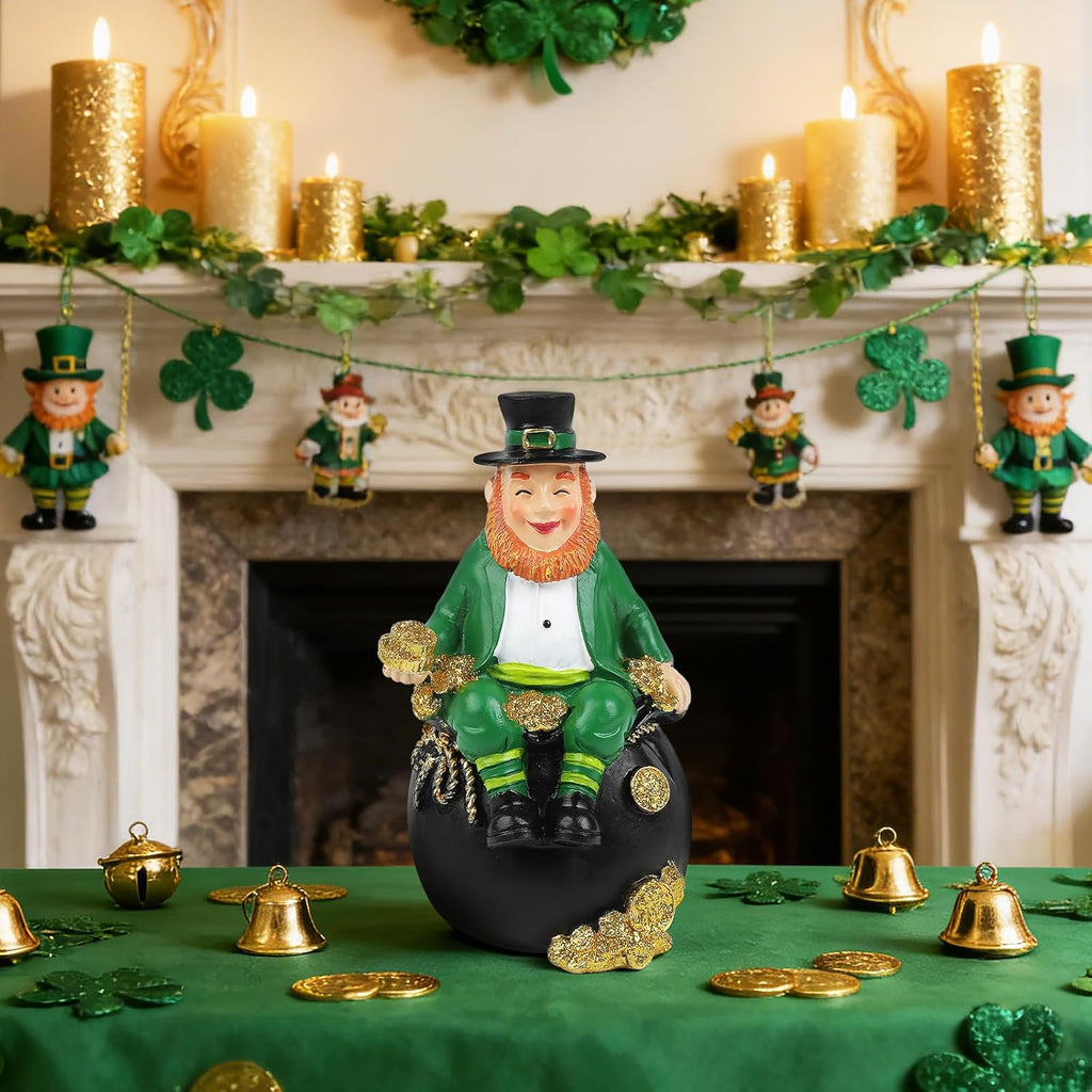 St. Patrick's Day Gnomes Figurines - 5.7-Inch Irish Resin Leprechaun Decor for Home & Table