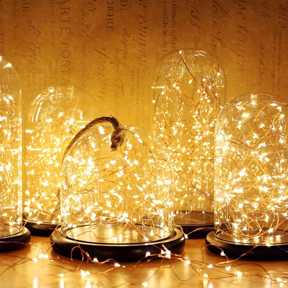 Twinkle Star 33ft 100LED Copper Wire String Lights - USB Powered Fairy Lights with Remote Control | Warm White for Weddings & Home Decor