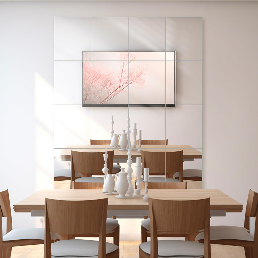 Dulles Glass - Wall Mirrors, 12''x 10'' Glass Wall Mirror Tiles (16 PCS), Large Full Body Mirror for Home Gym, Bedroom, Door, Bathroom, Frameless Mirror Tiles (Glass - 12'' x 10'' - 16PCS)