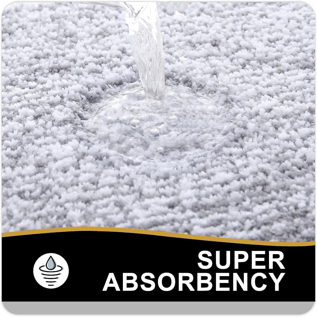 OLANLY Bathroom Rugs - Extra Soft Microfiber Bath Mat | Non-Slip, Quick Dry, 24x16 Inches, Grey