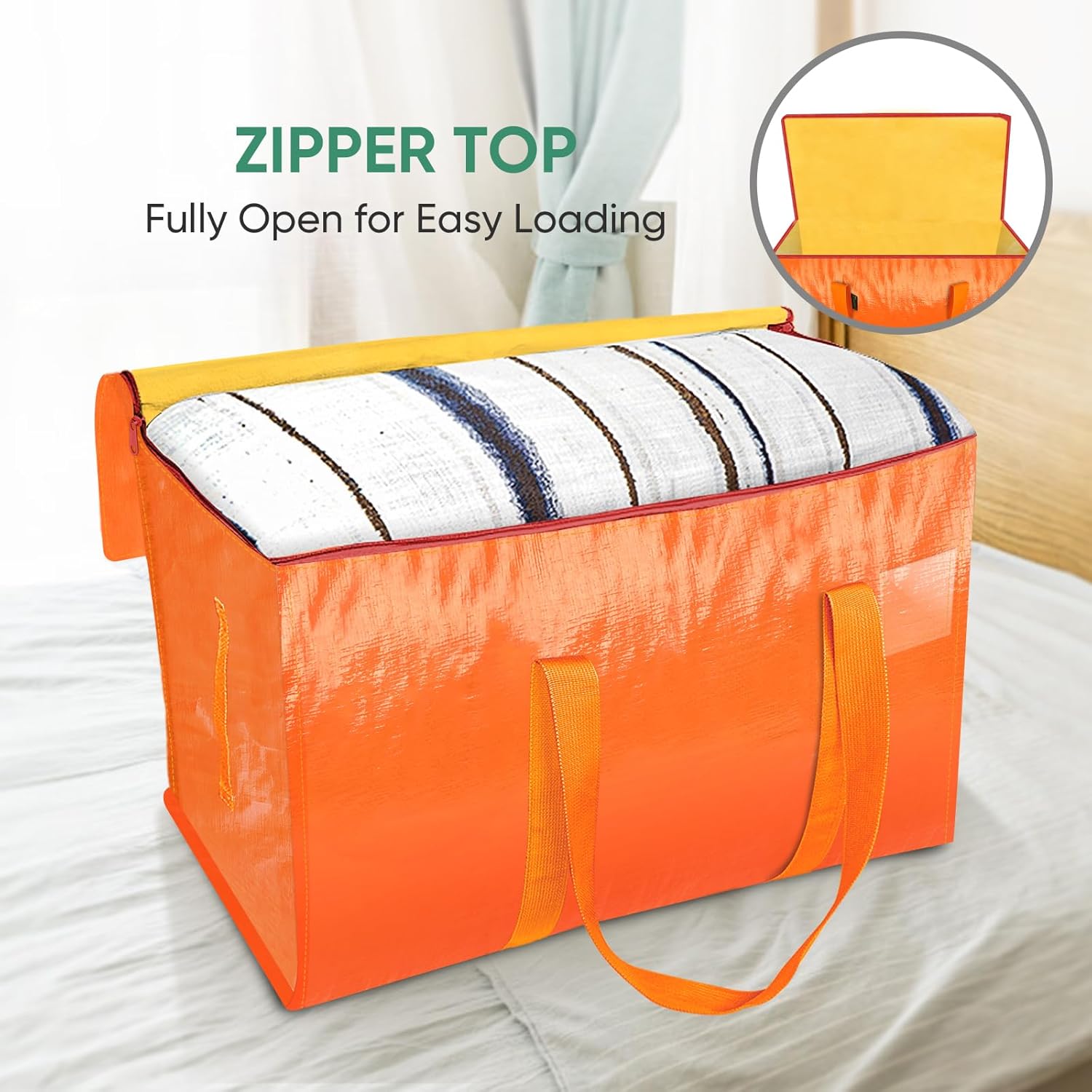 BALEINE Heavy-Duty Moving Bags - 8-Pack Oversized Storage Totes with Reinforced Handles (Orange)