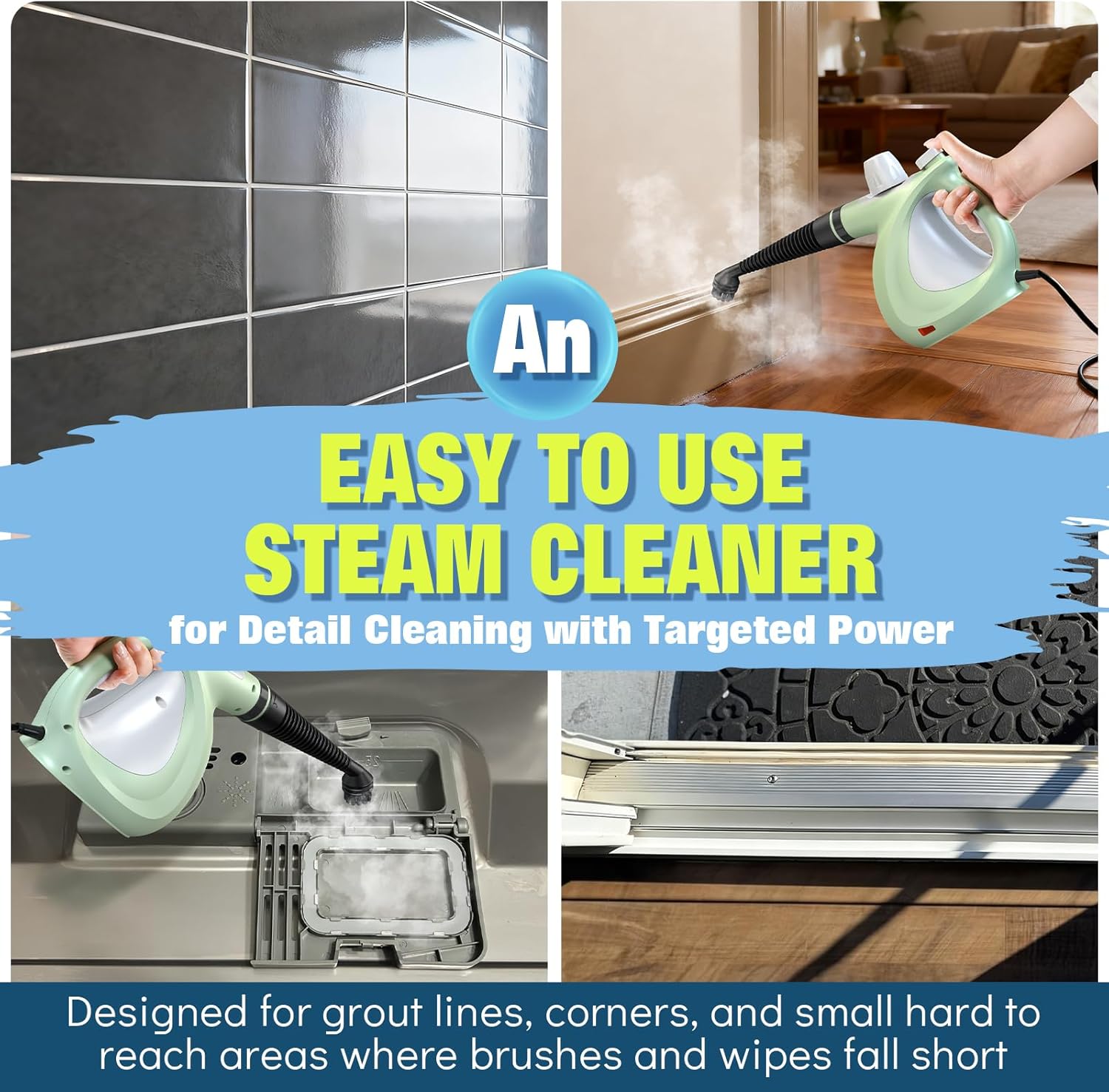 Skiennix Steam Cleaner - Powerful Handheld Pressurized Steamer with 11-Pc Set | Chemical-Free Multi-Surface Cleaning for Furniture, Upholstery, Grout, Couch & Car